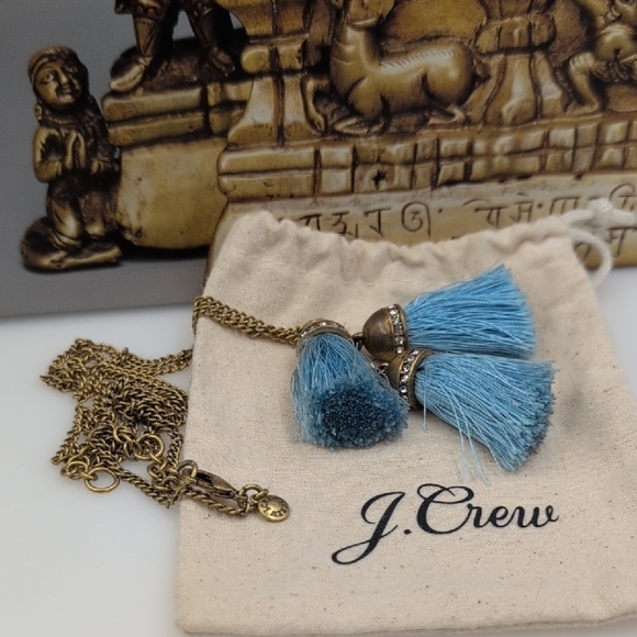 J. Crew Gold and Blue Bohemian Necklace - Picture 1 of 5